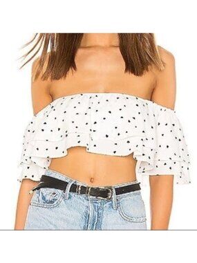 New Superdown Hearts Ruffle Top Crop Festival Party Concert Rodeo Feminine